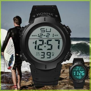 HONHX 腕時計 デジタル腕時計 3気圧防水 ダイバーズウォッチ(腕時計(デジタル))