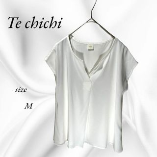 美品　Te chichi ノースリーブ　ブラウス　シャツ　ホワイト　オフィス　M(シャツ/ブラウス(半袖/袖なし))