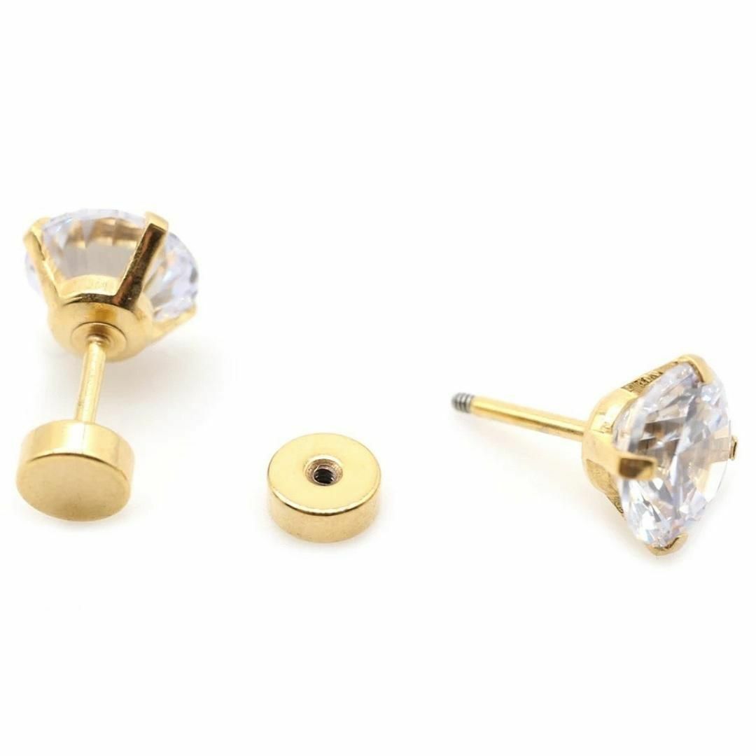 【アレルギー対応】ステンレス✨つけっぱなしピアス キュービック 8mm_A4 レディースのアクセサリー(ピアス)の商品写真