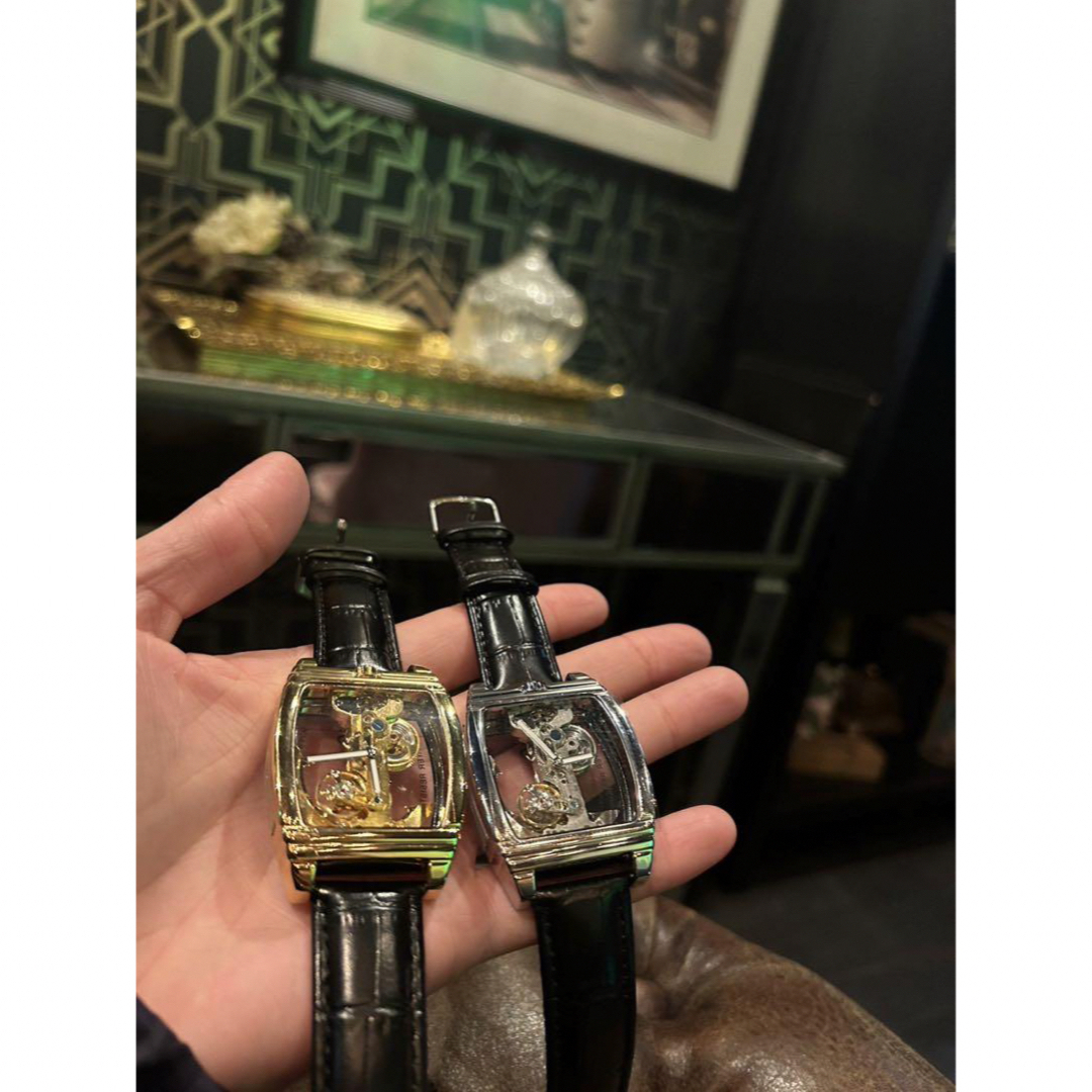 大人気スケルトンウォッチ♪石あり　石なし　ゴールド　シルバー　メンズ　レディース メンズの時計(レザーベルト)の商品写真
