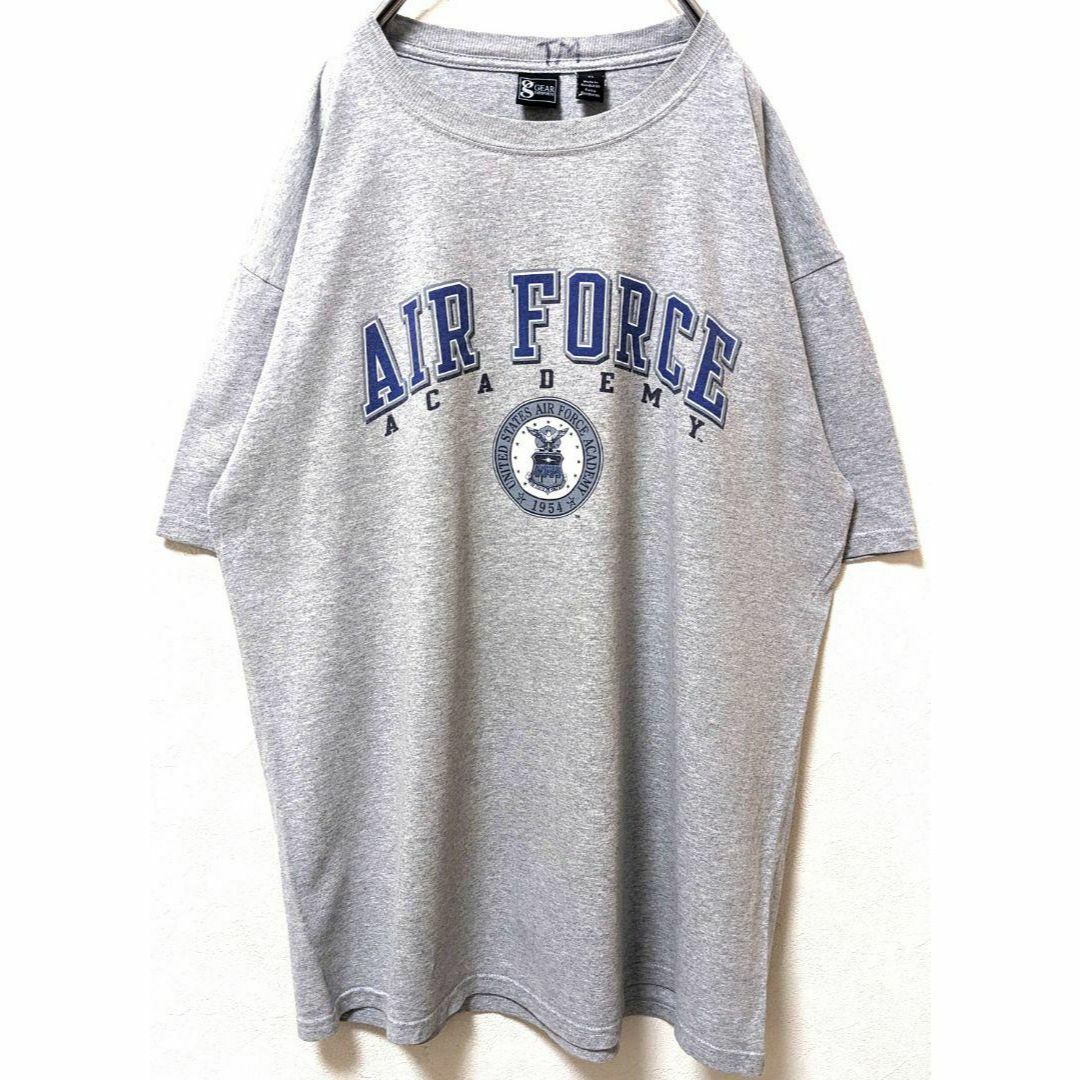 ギアフォースポーツ エアフォースアカデミー ロゴ Tシャツグレー灰色XL古着 メンズのトップス(Tシャツ/カットソー(半袖/袖なし))の商品写真