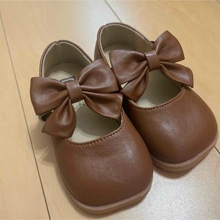 キッズシューズ 14cm フラット ぺたんこ こども 女の子 パンプス ブラウン(フォーマルシューズ)