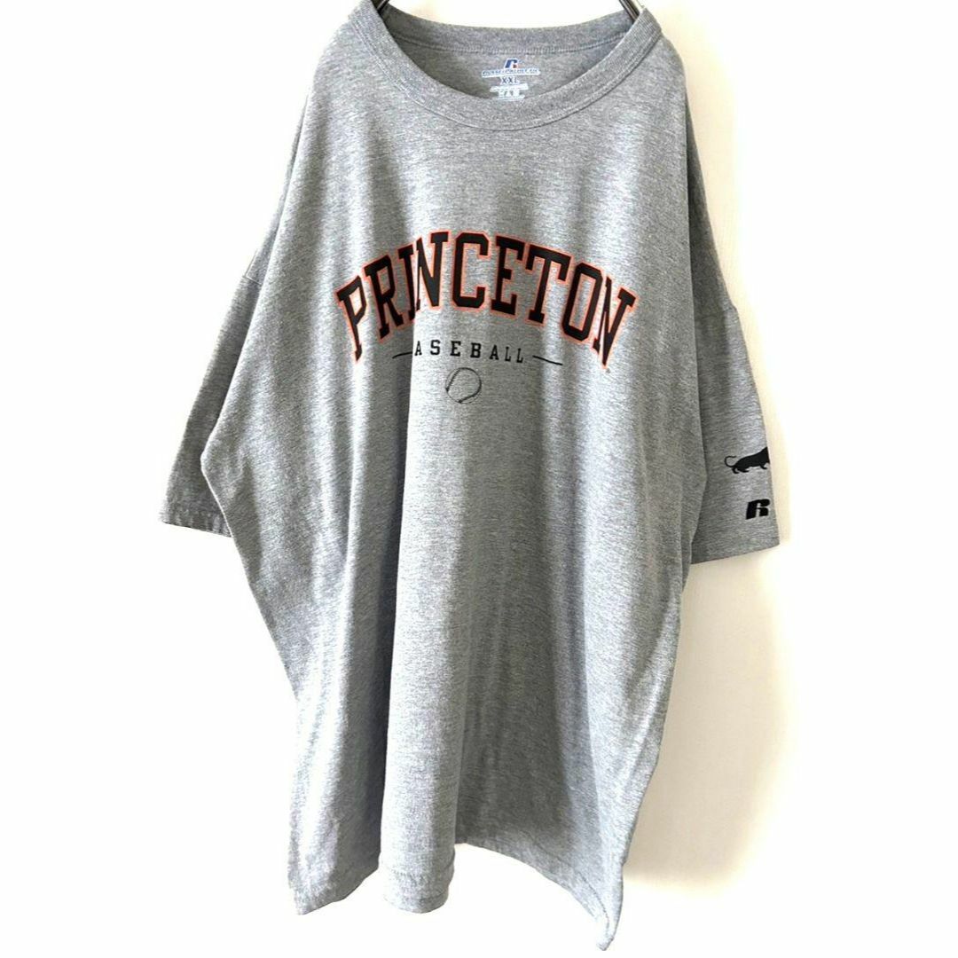 Russell Athletic(ラッセルアスレティック)のPRINCETONラッセルアスレティック Tシャツ 2XL グレー 灰色 古着 メンズのトップス(Tシャツ/カットソー(半袖/袖なし))の商品写真