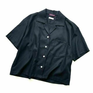 アーバンリサーチ(URBAN RESEARCH)のアーバンリサーチ　日本製　開襟　半袖シャツ　ブラウス　トップス　ネイビー　F(シャツ/ブラウス(半袖/袖なし))
