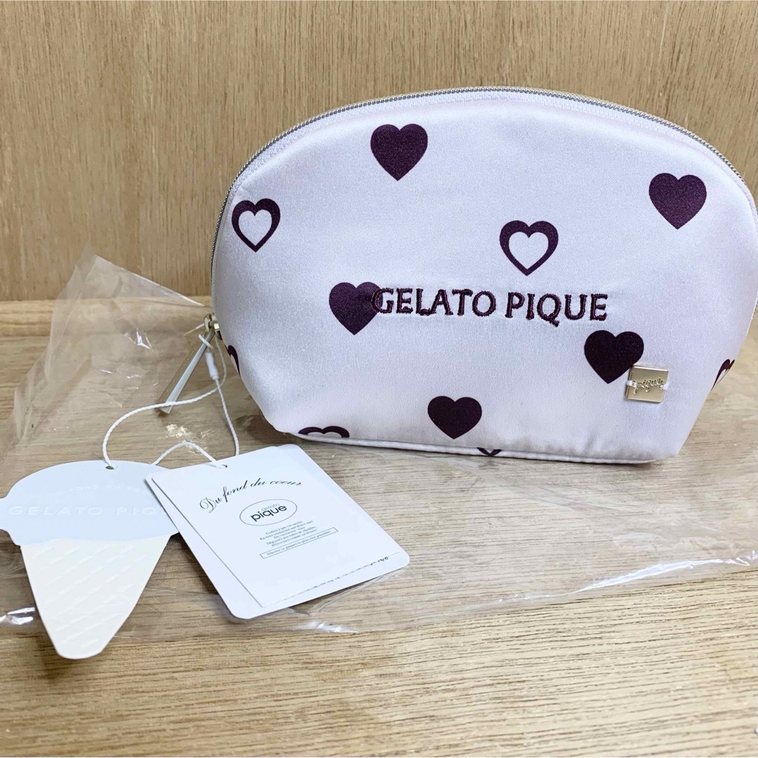 gelato pique(ジェラートピケ)の新品 ジェラートピケ ポーチ ピンク ハート PWGB234633 レディースのファッション小物(ポーチ)の商品写真