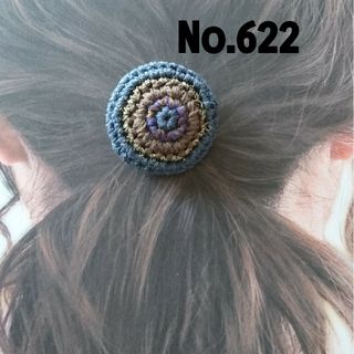 622 マルチカラーのニットくるみボタンヘアゴム大サイズ(ヘアゴム/シュシュ)