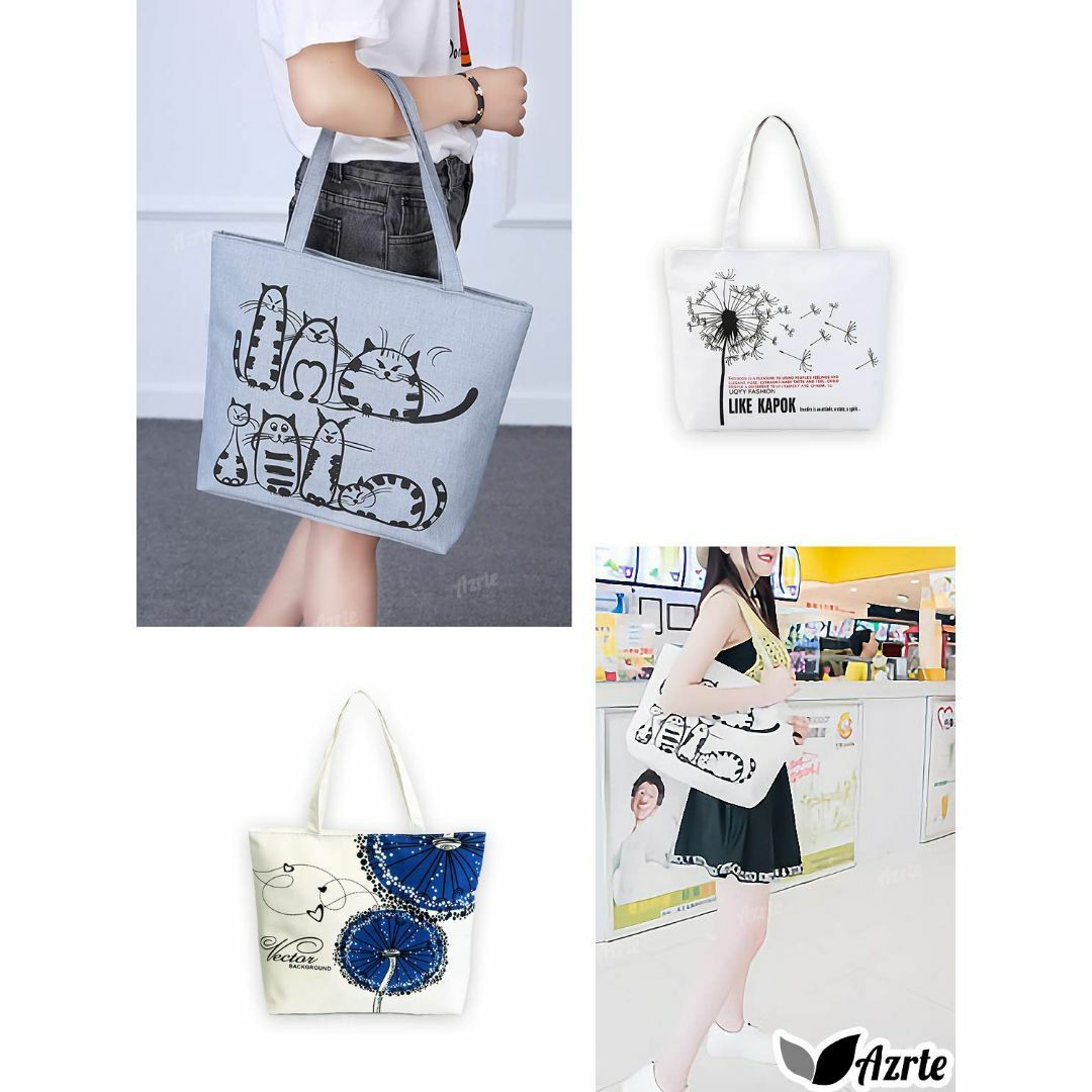 【色: ホワイト】[アズルテ] キャンバス バッグ 4色 レディース A4収納可 レディースのバッグ(その他)の商品写真
