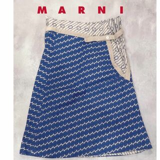 マルニ(Marni)のマルニ　MARNI　３８　アシンメトリー　水玉　幾何学模様　コットンスカート(ひざ丈スカート)