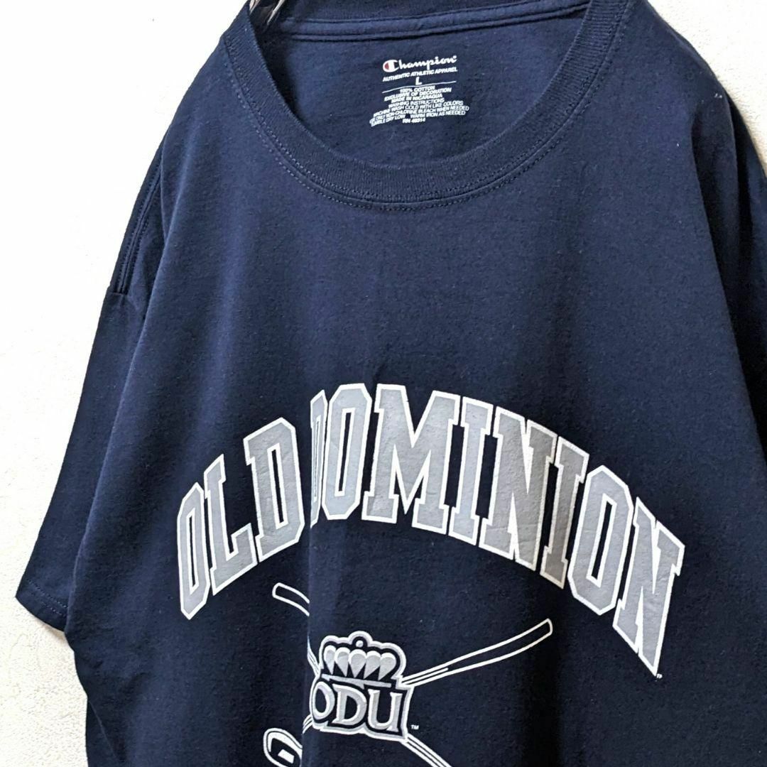 Champion(チャンピオン)のチャンピオン オールドドミニオンゴルフ ロゴ Tシャツ ネイビー紺色 L古着 メンズのトップス(Tシャツ/カットソー(半袖/袖なし))の商品写真