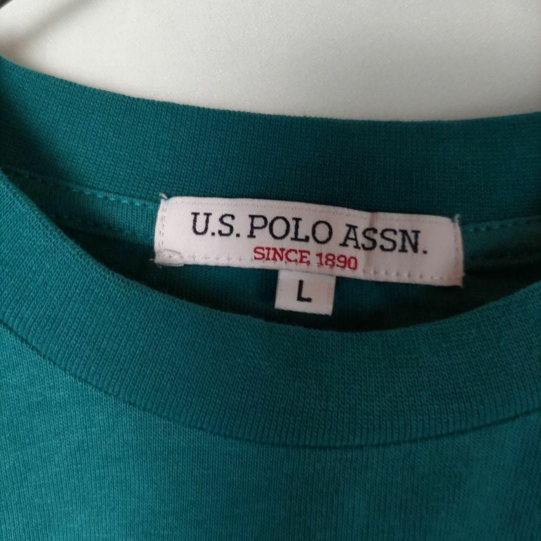 U.S. POLO ASSN.(ユーエスポロアッスン)のb1015【USポロアッスン】長袖カットソークールネックTシャツ緑グリーンL定番 メンズのトップス(Tシャツ/カットソー(七分/長袖))の商品写真