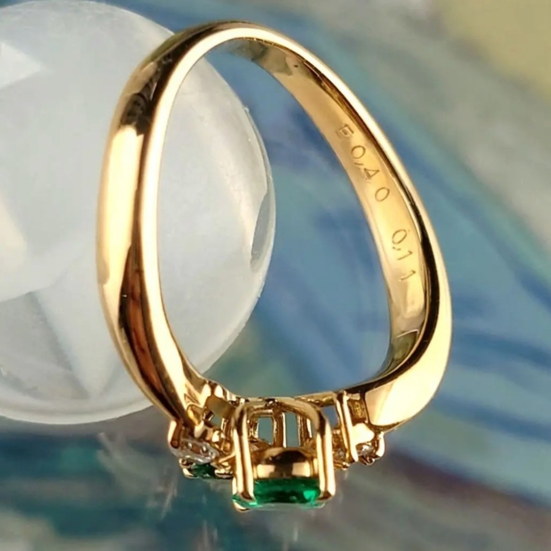 K18エメラルド ダイヤモンドリング 18金 ダイヤ レディースのアクセサリー(リング(指輪))の商品写真