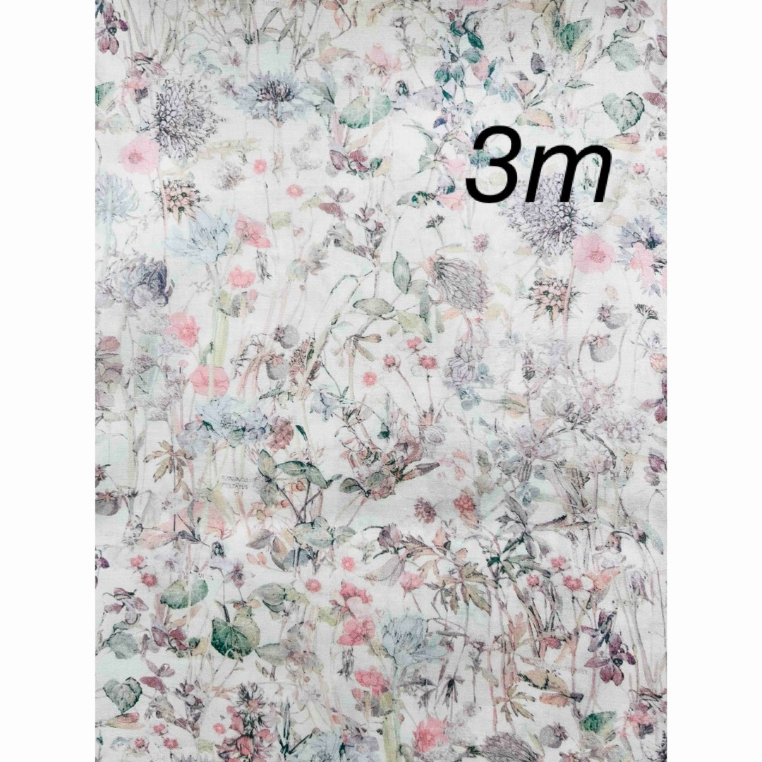 大人気♡3m♡リバティ　タナローン　生地　ワイルドフラワーズ　ホワイト　ピンク ハンドメイドの素材/材料(生地/糸)の商品写真