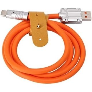 Type C ケーブル  急速充電 USB 1m 耐久性 在宅勤務 オレンジ(バッテリー/充電器)