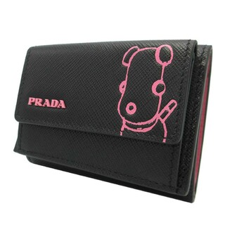 プラダ(PRADA)のPRADA 三つ折り財布 1MH021 2CEV F014A ドッグイラスト(財布)