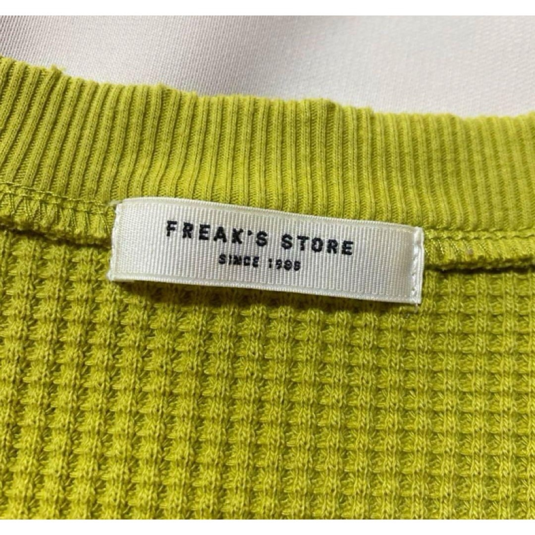 FREAK'S STORE(フリークスストア)の【美品】レディース 春ニット プルオーバー 半袖 チュニック ダメージ 黄緑 レディースのトップス(カットソー(半袖/袖なし))の商品写真