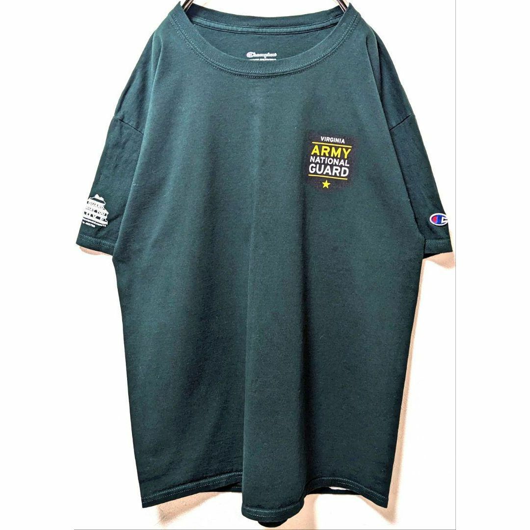 Champion(チャンピオン)のチャンピオン バージニアARMYナショナルガード Tシャツグリーン緑 L古着 メンズのトップス(Tシャツ/カットソー(半袖/袖なし))の商品写真