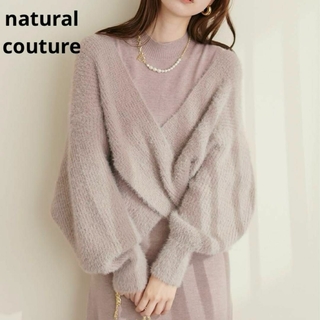natural couture - natural couture クロスニット+ノースリワンピースSET モカ