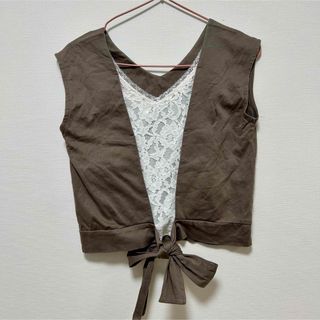 トランテアンソンドゥモード(31 Sons de mode)の【31 sons de mode】ノースリーブ　リボン　レース　夏服レディース(シャツ/ブラウス(半袖/袖なし))