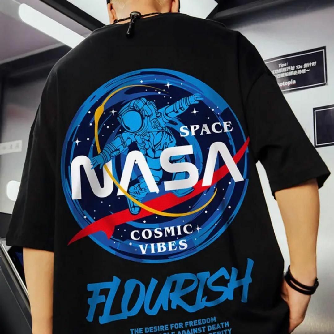 ◆【大人気】メンズ　NASATシャツ　黒　6XL　オーバーサイズ　バックプリント メンズのトップス(Tシャツ/カットソー(半袖/袖なし))の商品写真