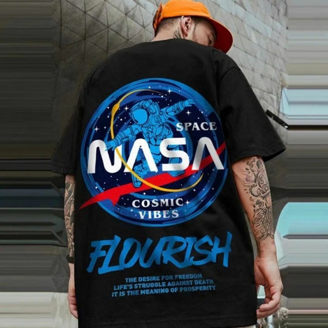 ◆【大人気】メンズ　NASATシャツ　黒　6XL　オーバーサイズ　バックプリント メンズのトップス(Tシャツ/カットソー(半袖/袖なし))の商品写真