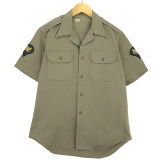 古着 70年代 米軍実品 オープンカラー 半袖 ミリタリーシャツ ドレスシャツ USA製 メンズM ヴィンテージ /eaa448855(シャツ)