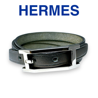 エルメス(Hermes)のエルメス アピ3 ブレスレット レザー メタル ブラック ユニセックス ブランド(ブレスレット/バングル)