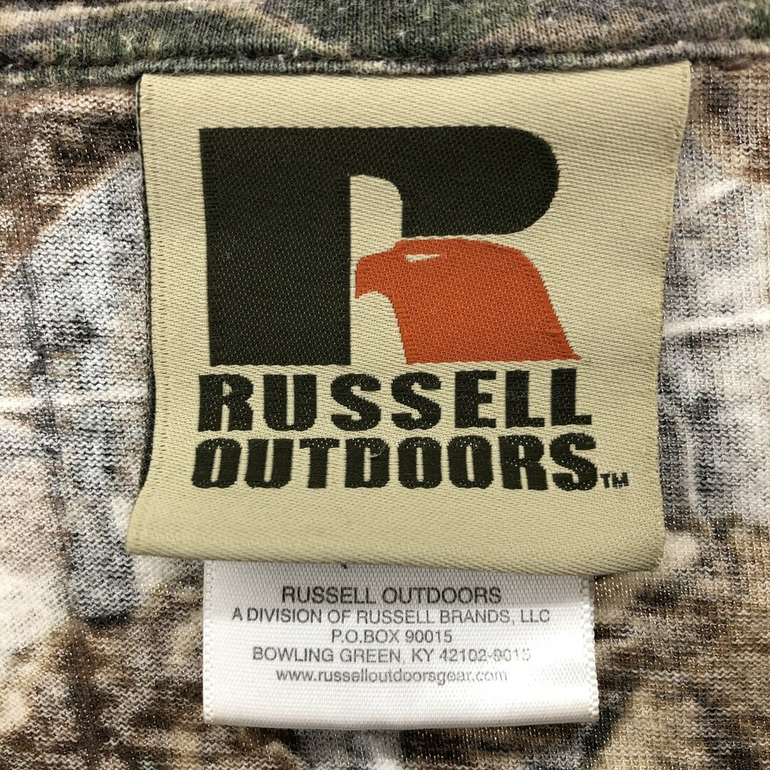 古着 ラッセル Russell OUTDOORS 迷彩柄 リアルツリーカモ ロングTシャツ ロンT メンズXL /eaa410569 メンズのトップス(Tシャツ/カットソー(半袖/袖なし))の商品写真