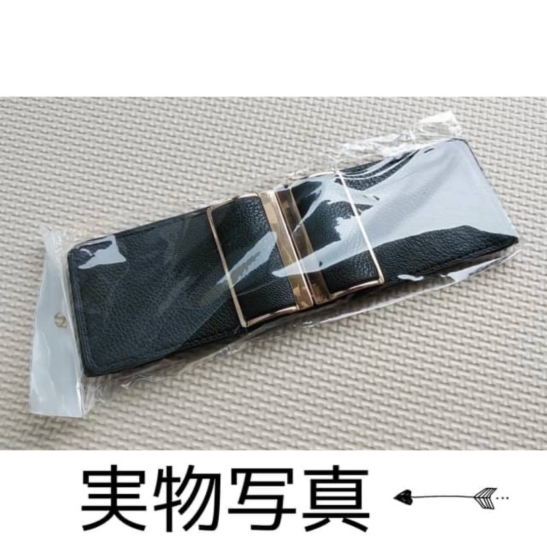 ベルト ウエストゴムベルト スクエア バックル ブラック 黒 レディース 太め レディースのファッション小物(ベルト)の商品写真