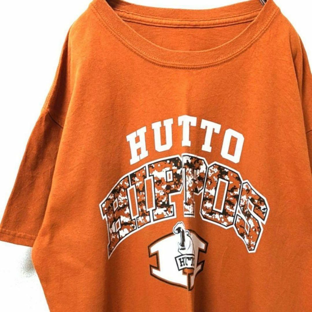 HUTTO HIPPOS ロゴ Tシャツ テラコッタ オレンジ古着 メンズのトップス(Tシャツ/カットソー(半袖/袖なし))の商品写真