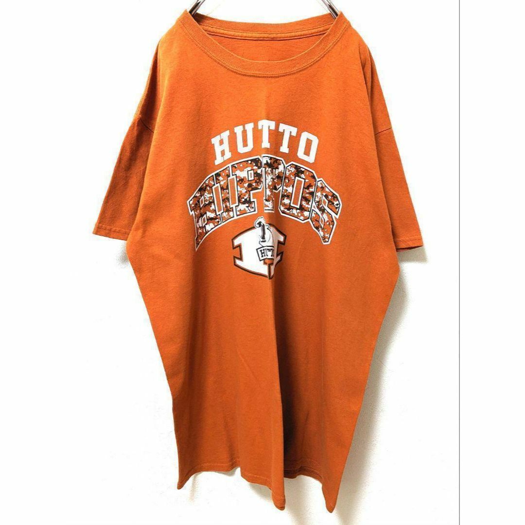 HUTTO HIPPOS ロゴ Tシャツ テラコッタ オレンジ古着 メンズのトップス(Tシャツ/カットソー(半袖/袖なし))の商品写真