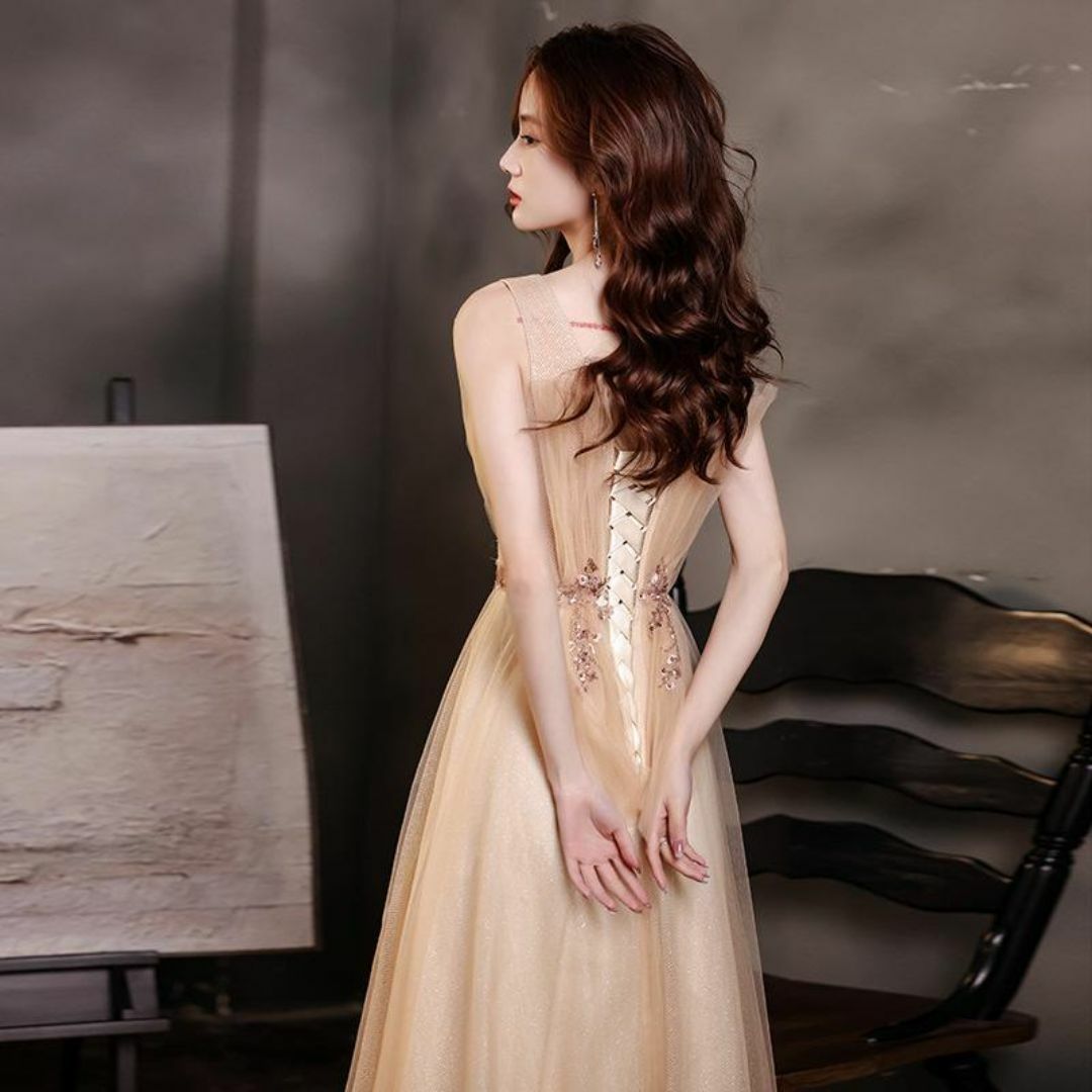 ウエディングドレス　結婚式　前撮り　演奏会　ピンク　ベージュ　韓国　オシャレ レディースのフォーマル/ドレス(ロングドレス)の商品写真
