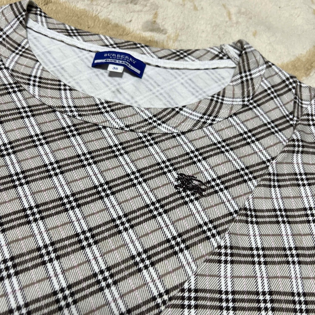 BURBERRY BLUE LABEL(バーバリーブルーレーベル)のバーバリーブルーレーベル　ノバチェックTシャツ　38サイズ レディースのトップス(Tシャツ(長袖/七分))の商品写真