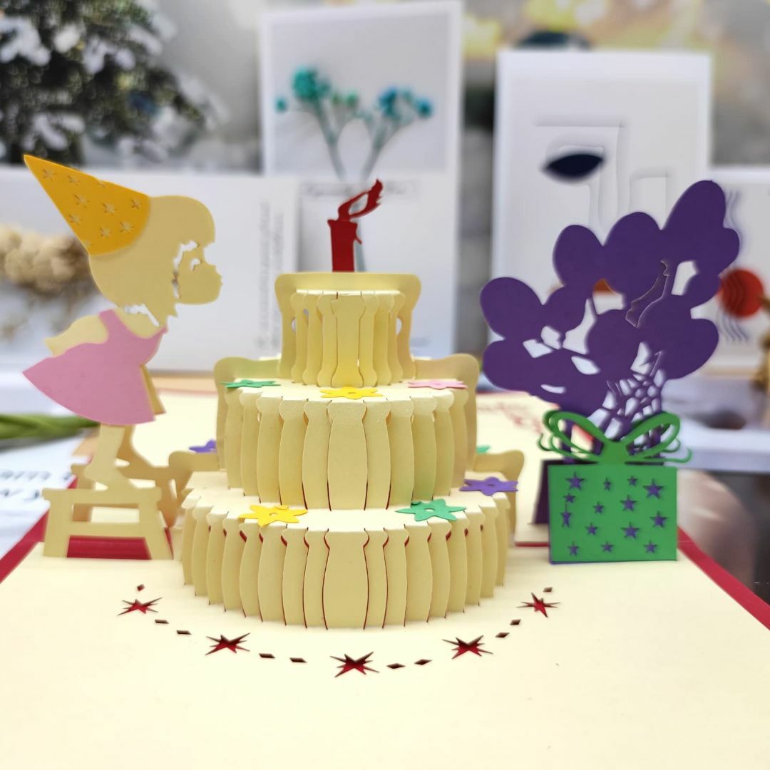 【色: ケーキと子供】メッセージカード 誕生日カード ポップアップカード 封筒付 その他のその他(その他)の商品写真