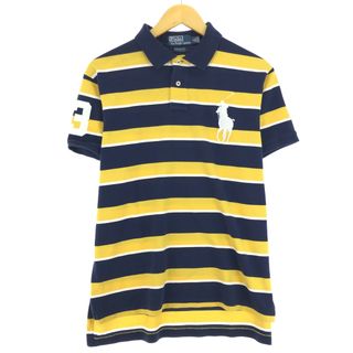 ラルフローレン(Ralph Lauren)の古着 ラルフローレン Ralph Lauren POLO by Ralph Lauren CUSTOM FIT  ビッグポニー 半袖 ボーダー ポロシャツ メンズL /eaa447737(ポロシャツ)