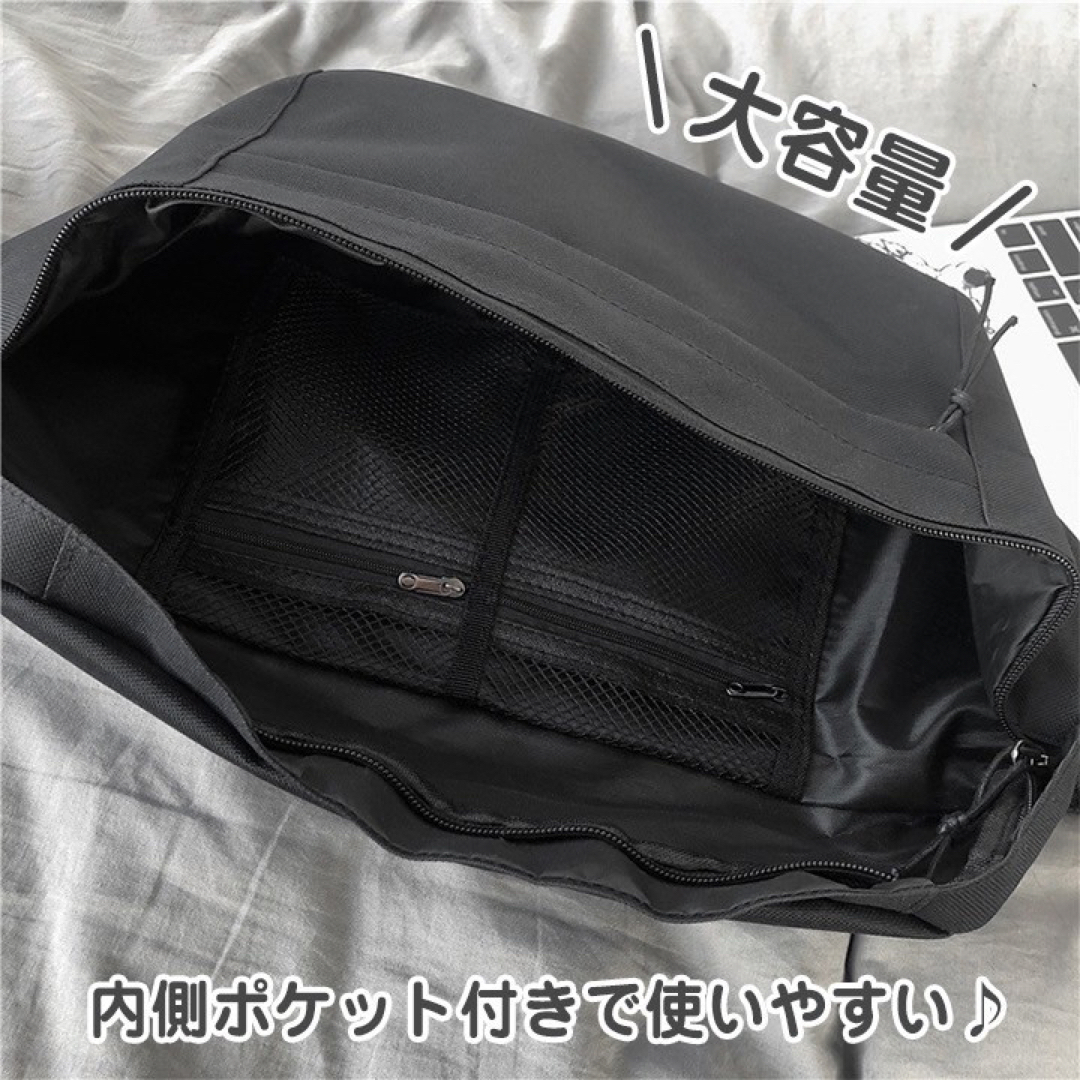ボディバッグ ショルダーバッグ ウエストバッグ 大容量 男女兼用 ブラック レディースのバッグ(ボディバッグ/ウエストポーチ)の商品写真