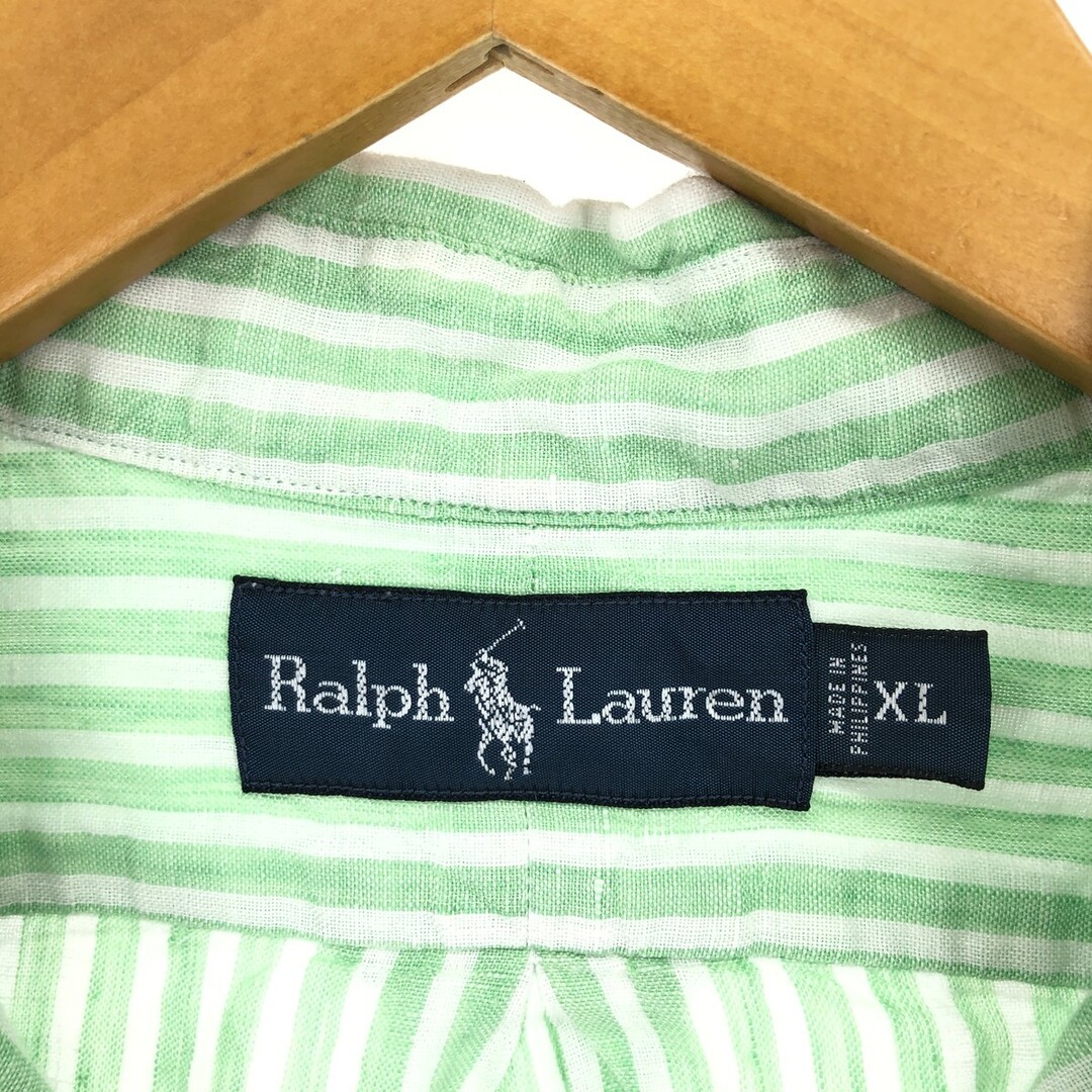 Ralph Lauren(ラルフローレン)の古着 ラルフローレン Ralph Lauren 長袖 リネン ボタンダウンシャツ メンズXL /eaa448884 メンズのトップス(シャツ)の商品写真