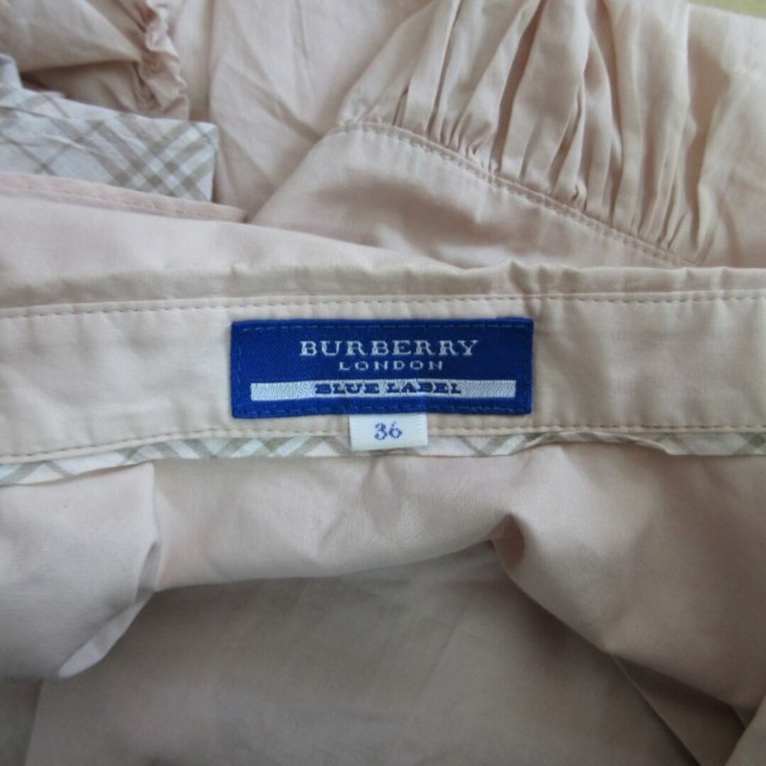 BURBERRY BLUE LABEL(バーバリーブルーレーベル)のバーバリーブルーレーベル ノバチェックフリル切替 チュニックカットソー 36 レディースのワンピース(ミニワンピース)の商品写真