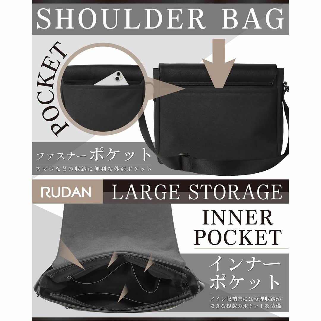 【色: ブラック】[RUDAN] ショルダーバッグ メンズ 斜めがけ 大容量 a メンズのバッグ(その他)の商品写真