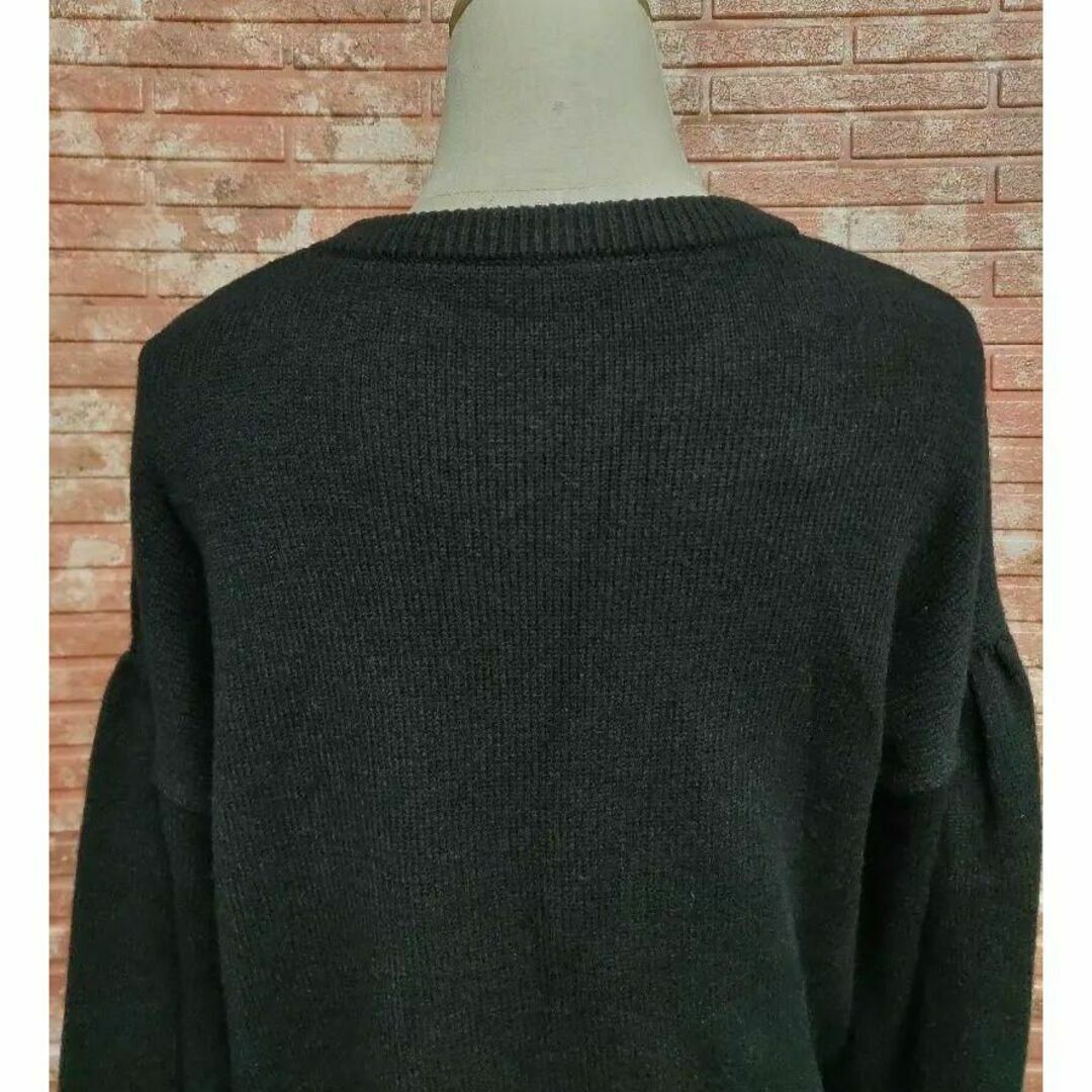 coca(コカ)のcoca クルーネック バルーンスリーブ ニット セーター 黒 Mサイズ レディースのトップス(ニット/セーター)の商品写真