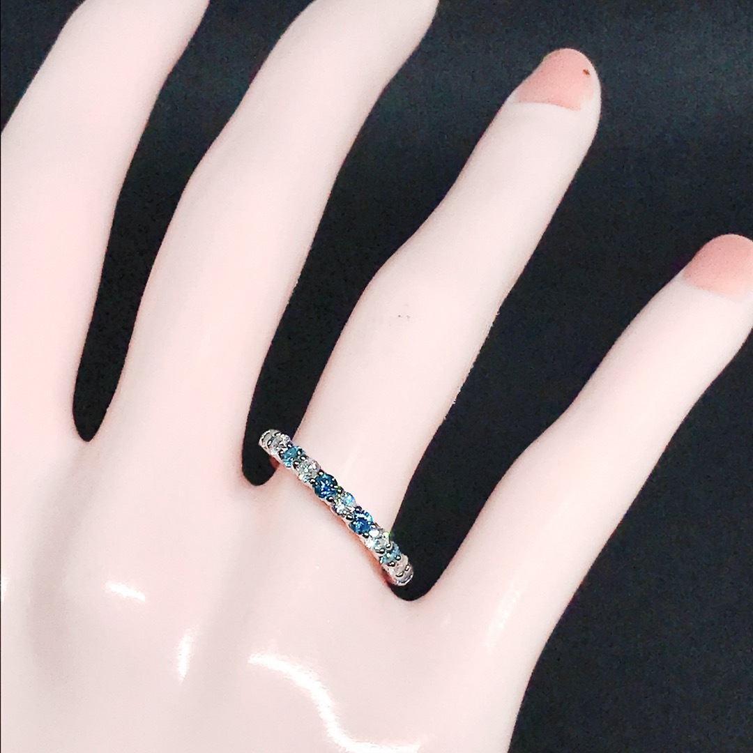 ハーフエタニティ ブルーダイヤモンドリング PT900 レディースのアクセサリー(リング(指輪))の商品写真