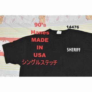 ヘインズ(Hanes)の保安官 90’ｓ Tシャツ t14476 USA製 シングルステッチ ビンテージ(Tシャツ/カットソー(半袖/袖なし))