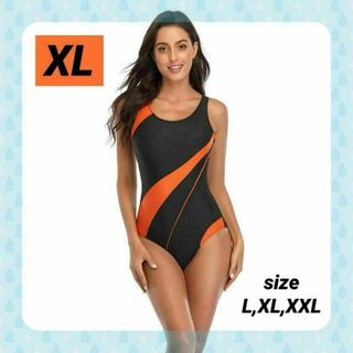 ✶人気✶ XL 水着 オレンジ フィットネス 競泳 スクール スポーツ プール(水着)