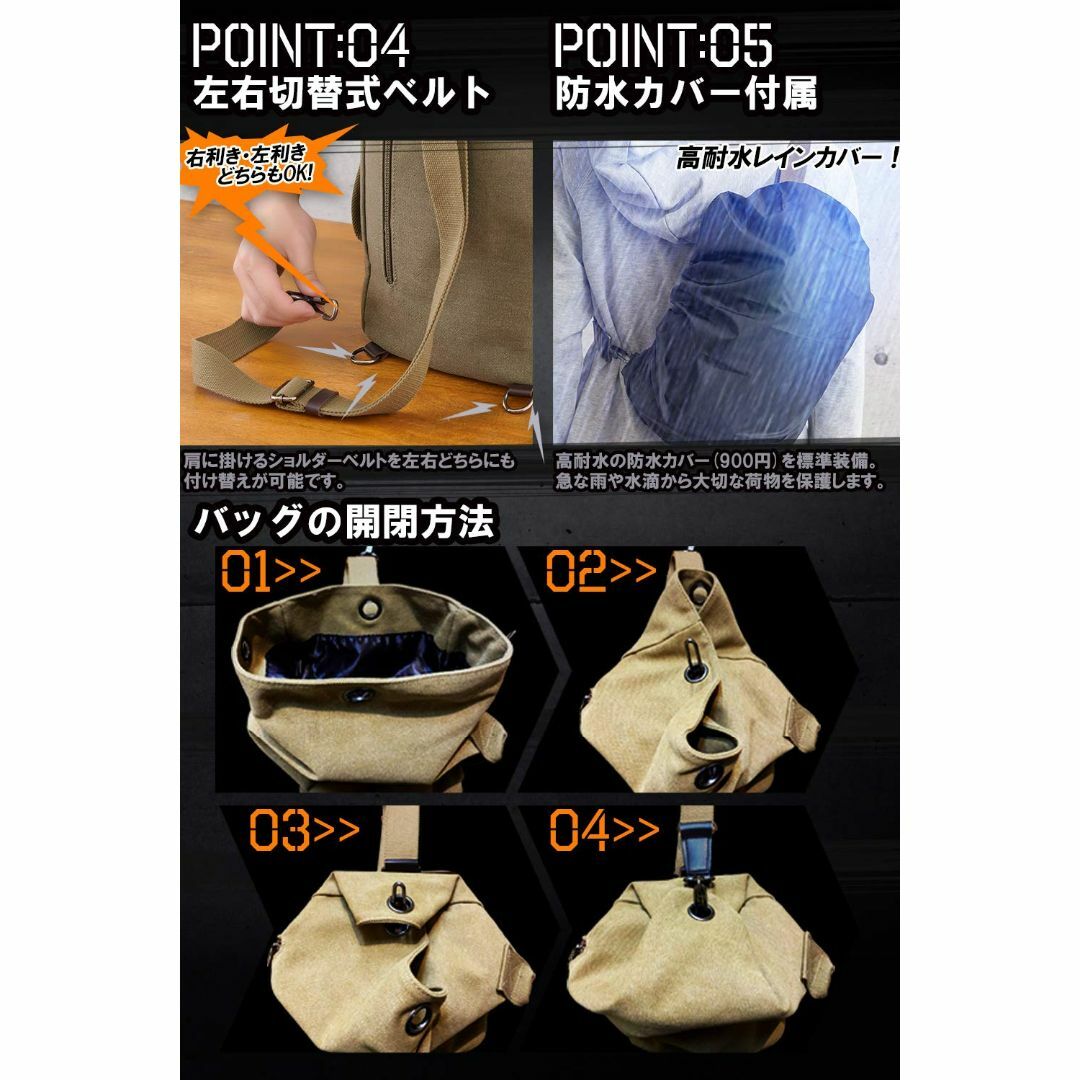 【色: グリーン GRN】[KIRIRU] 大きく開く 無骨 × 帆布 ワンショ メンズのバッグ(その他)の商品写真