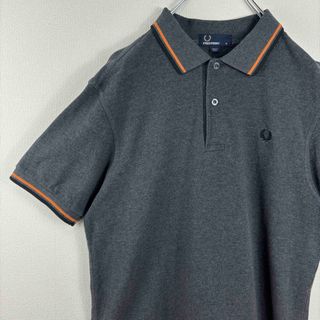 フレッドペリー(FRED PERRY)のフレッドペリー　ポロシャツ　M グレー　オレンジ　ブラック　古着(ポロシャツ)