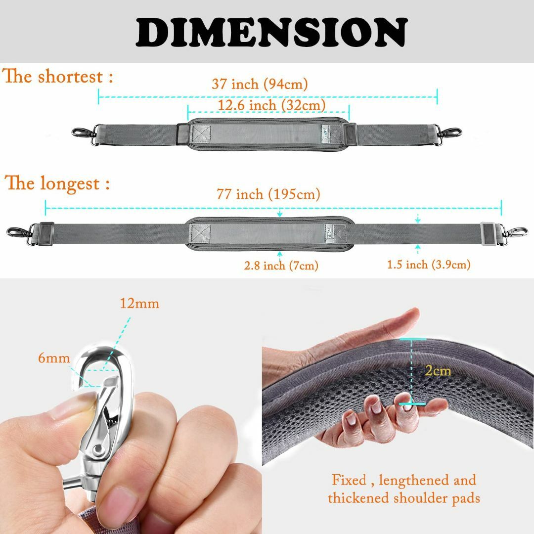 【色: グレー】[ZINZ] 195CM ショルダーベルト 固定パッド付き 超厚 その他のその他(その他)の商品写真