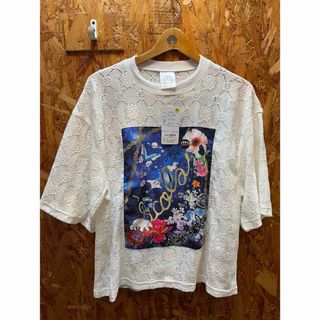 スカラー　142655：宇宙×海のメルヘン柄アップリケ レースTシャツ