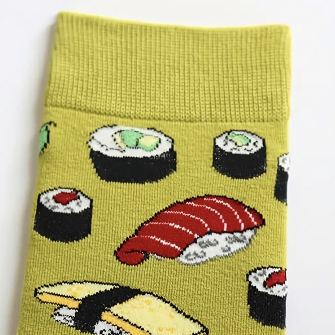 新品未使用　寿司　すし　ソックス　靴下　グリーン　黄緑　ユニーク　ギフト レディースのレッグウェア(ソックス)の商品写真