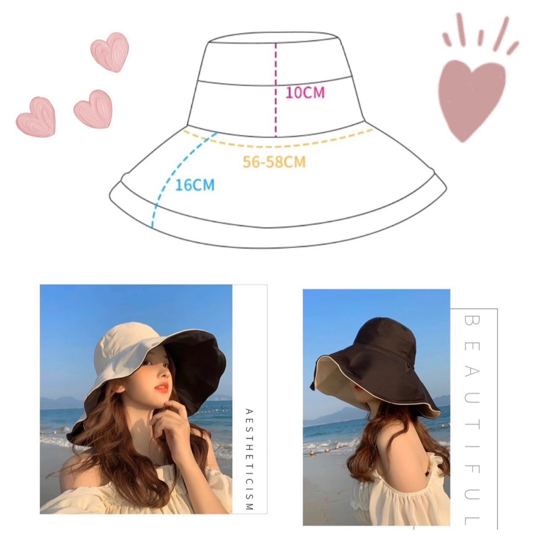 帽子　バケットハット　女優帽　日よけ　つば広　小顔効果　紫外線対策　折りたたみ　 レディースの帽子(ハット)の商品写真
