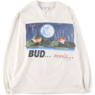 ヘインズ(Hanes)の古着 90年代 ヘインズ Hanes BUDWEISER バドワイザー カエル柄 ロングTシャツ ロンT USA製 メンズL ヴィンテージ /evb005709(Tシャツ/カットソー(半袖/袖なし))