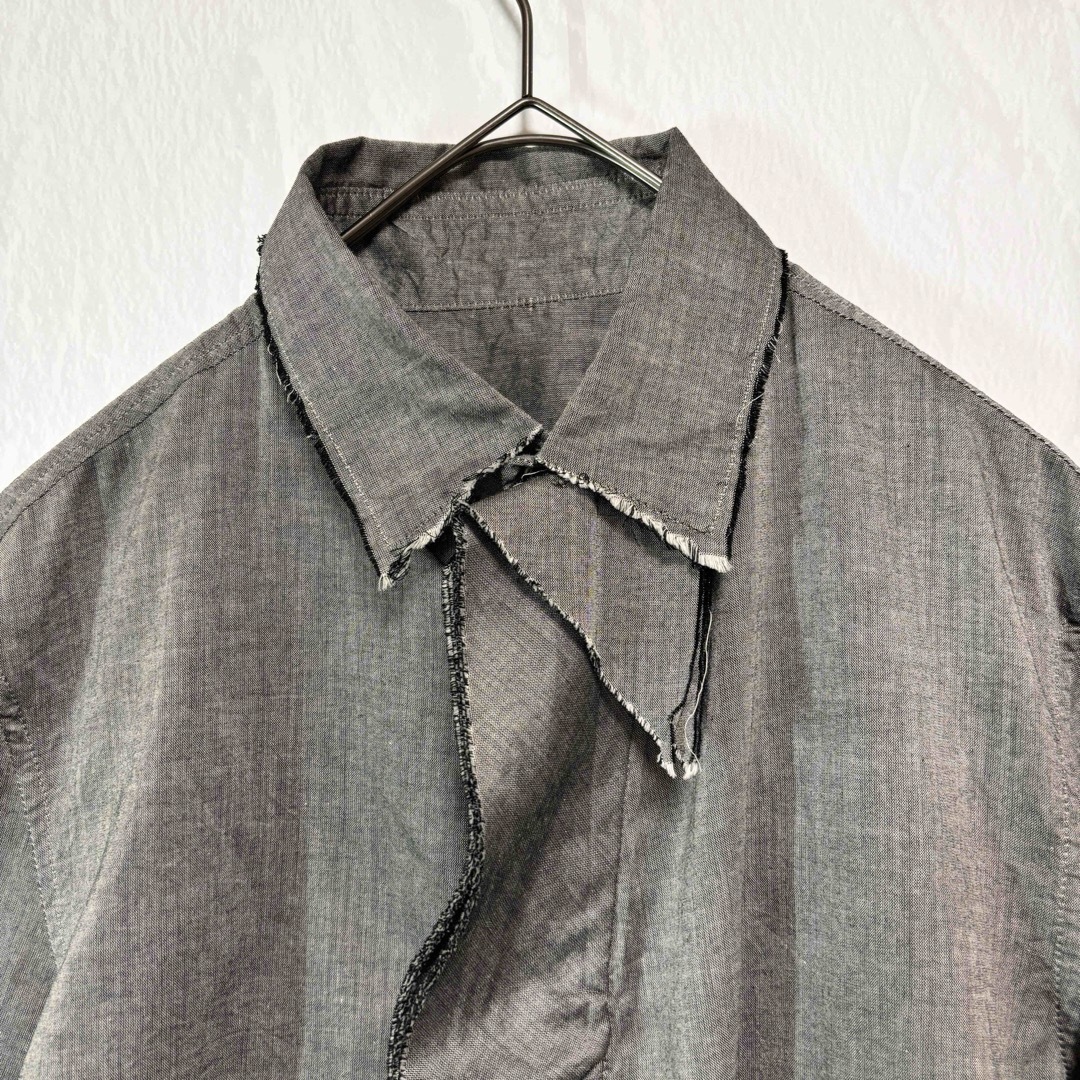 Yohji Yamamoto(ヨウジヤマモト)のY's ヨウジヤマモト 七分袖ブラウスフリルグレー レディースのトップス(シャツ/ブラウス(長袖/七分))の商品写真